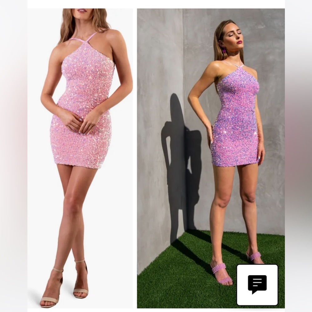 HELSI Sequined mini dress pink size M